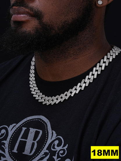 MOISSANITE Baguette Modern Prong Miami Cuban Link Chain Necklace Iced Out - 925 Silver - 12mm-22mm - 16-30"