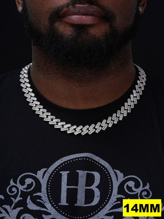 MOISSANITE Baguette Modern Prong Miami Cuban Link Chain Necklace Iced Out - 925 Silver - 12mm-22mm - 16-30"