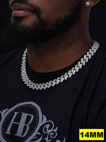 MOISSANITE Baguette Modern Prong Miami Cuban Link Chain Necklace Iced Out - 925 Silver - 12mm-22mm - 16-30"