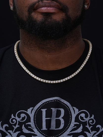MOISSANITE Reinvented Tennis Chain Necklace Iced Out On All Sides - 14k Gold Vermeil 925 Silver - 5mm - 14"-28"