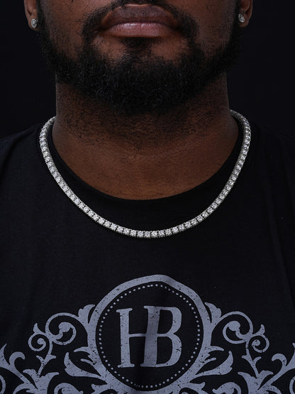 MOISSANITE Reinvented Tennis Chain Necklace Iced Out On All Sides - 925 Silver - 5mm - 14"-28"