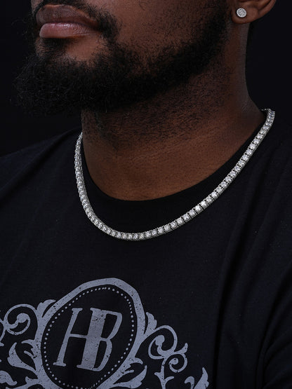 MOISSANITE Reinvented Tennis Chain Necklace Iced Out On All Sides - 925 Silver - 5mm - 14"-28"