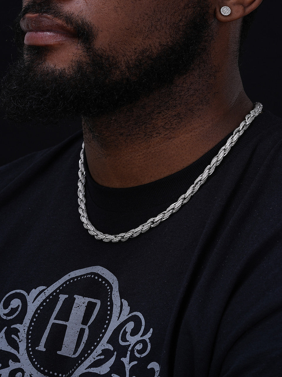 MOISSANITE Rope Chain Necklace Iced Out - 925 Silver - 7.5mm - 16-30"