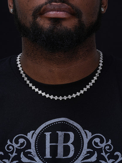 MOISSANITE Baguette Clover Chain Necklace Iced Out - 925 Silver - 8mm - 14"-24"