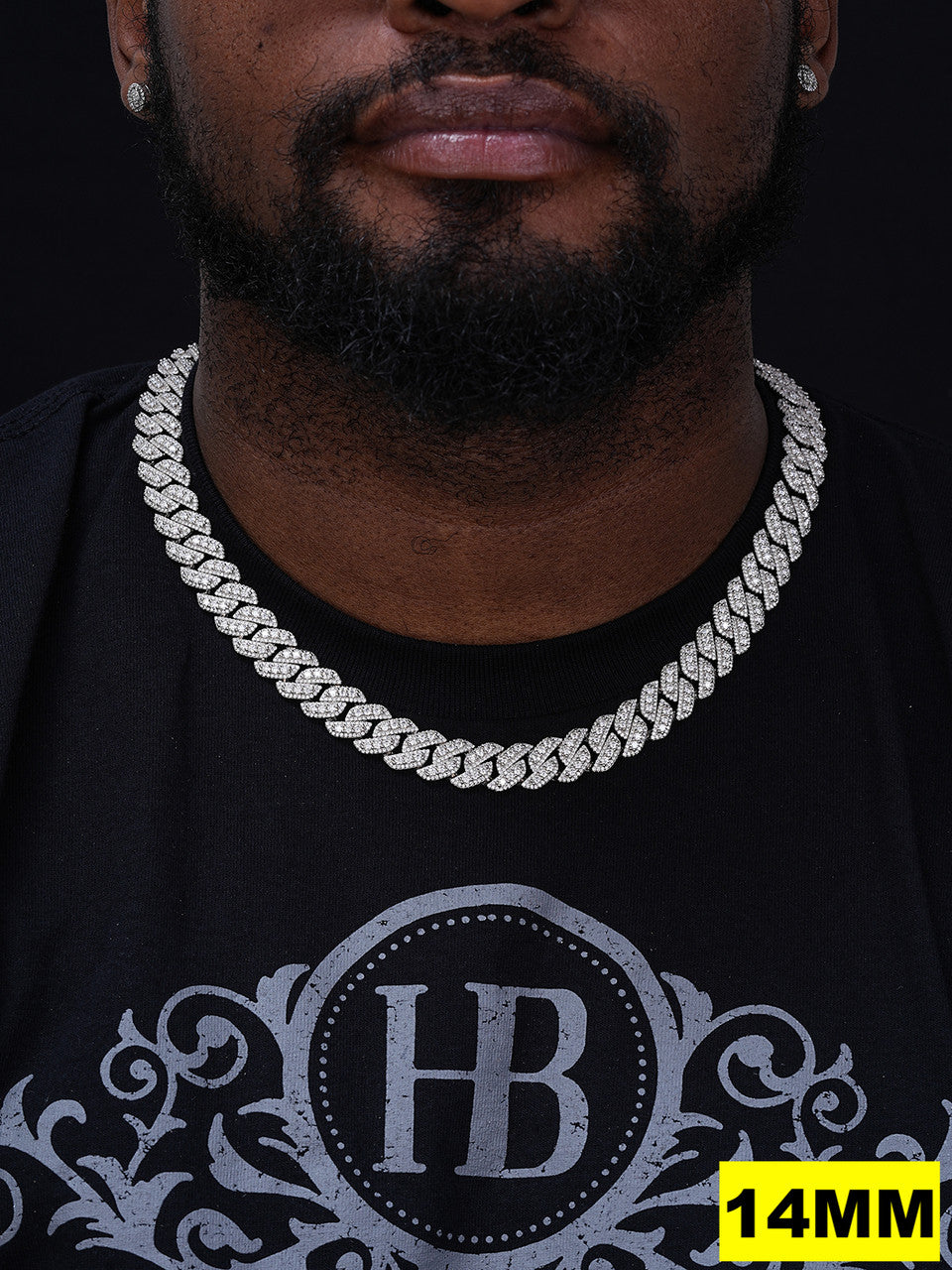 3D Miami Cuban Link Prong Chain Necklace Iced Out - 925 Silver - 10mm-14mm - 16-30"