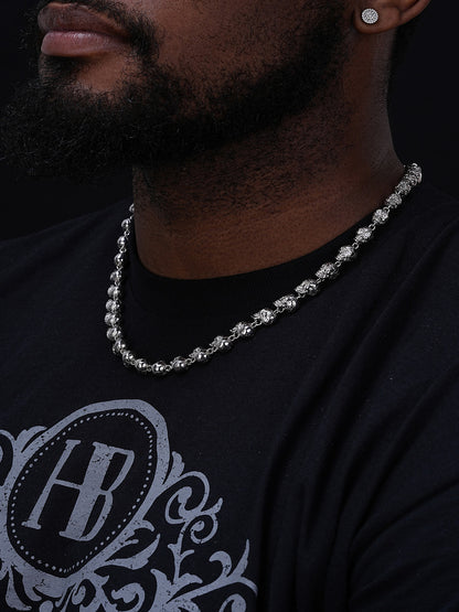 MOISSANITE Custom Skull Link Death Necklace Chain - 925 Silver - 9.5mm - 18"-28"