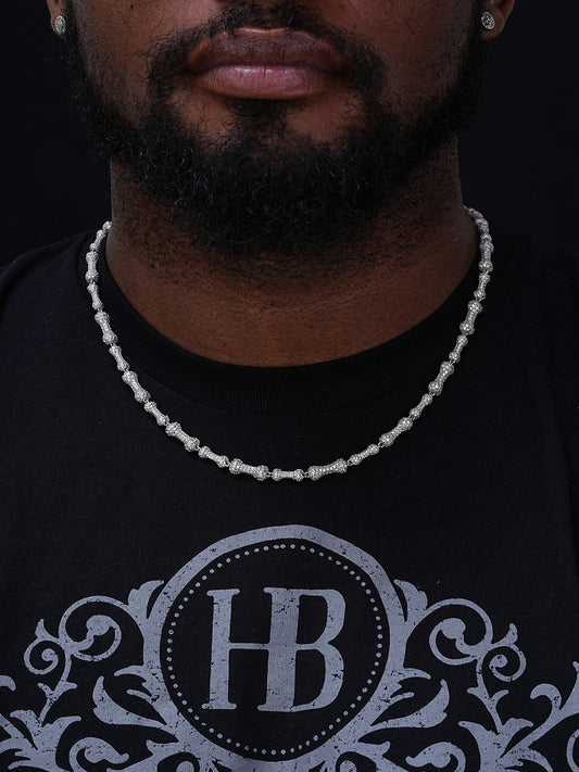 MOISSANITE Custom Bone Link Chain Necklace Iced Out - 925 Silver - 6.5mm - 16-30"