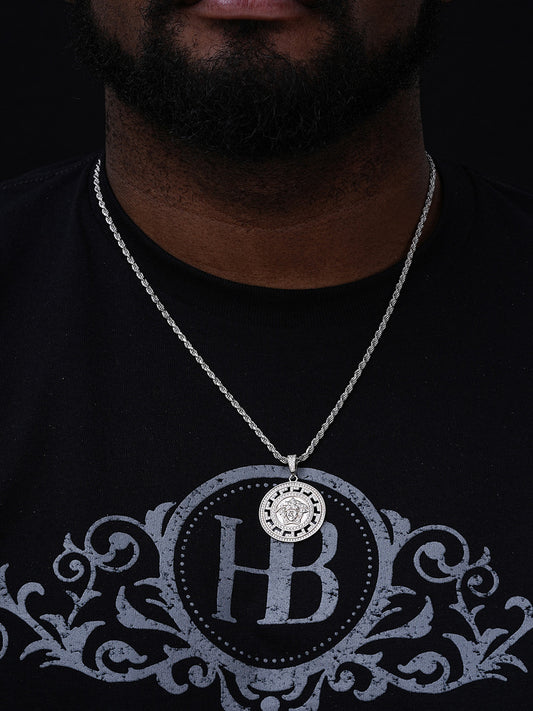 Medusa Medallion Hip Hop Pendant - 14k Gold Vermeil Or 925 Silver - CZ Stones - Small 1.5"