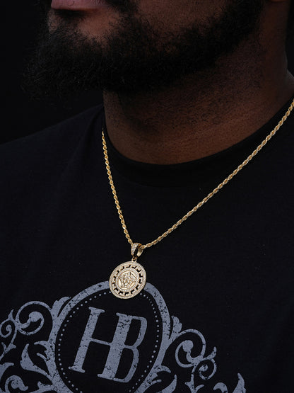Medusa Medallion Hip Hop Pendant - 14k Gold Vermeil Or 925 Silver - CZ Stones - Small 1.5"
