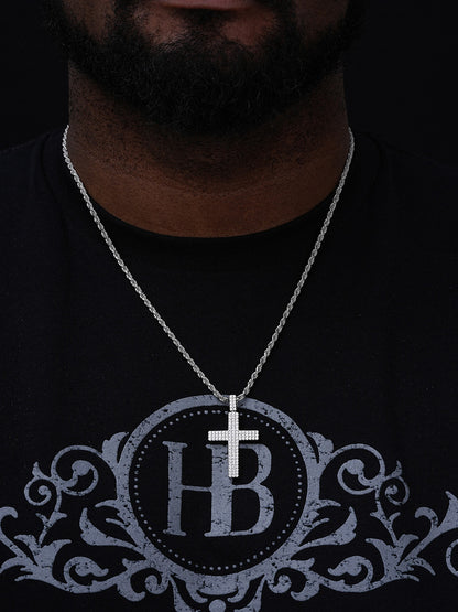 MOISSANITE Prong Set Iced Out Cross Pendant - 14k Gold Vermeil or 925 Silver - Medium 2"