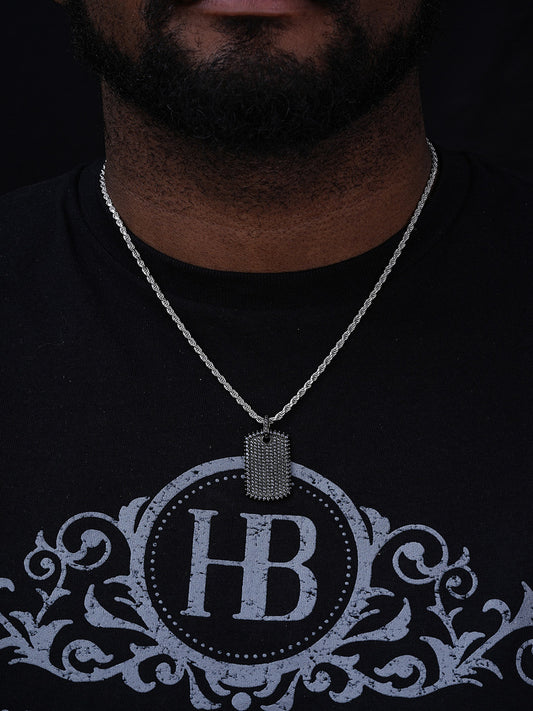 Black MOISSANITE Dog Tag Iced Hip Hop Pendant - Black Rhodium Over 925 Silver - 3 Sizes 1"-2"