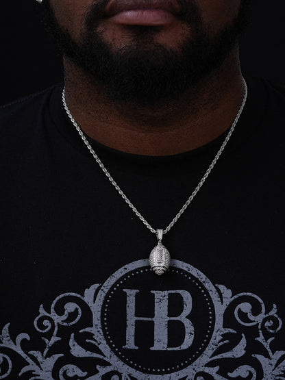 MOISSANITE Men's Football Iced Out Pendant - 14k Gold Vermeil Or 925 Silver - Small 1.25"