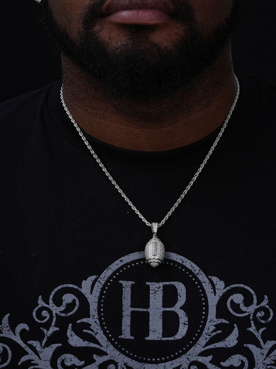 Men's Football Iced Out Pendant - 14k Gold Vermeil Or 925 Silver - CZ Stones - Small 1.25"