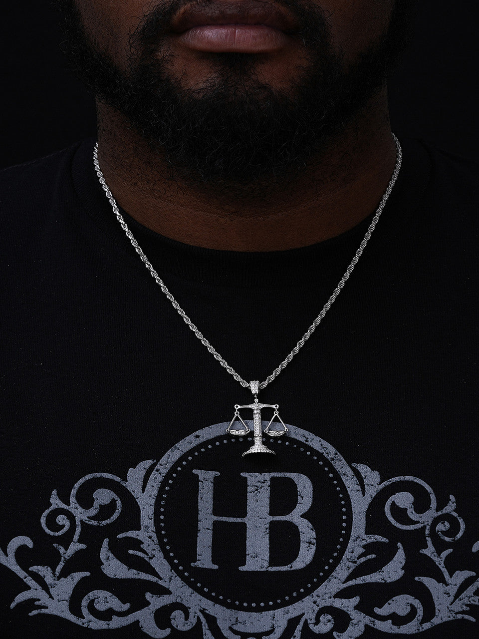 MOISSANITE Libra Balance Scale Pendant - 14k Gold Vermeil Or 925 Silver - Small 1.5"