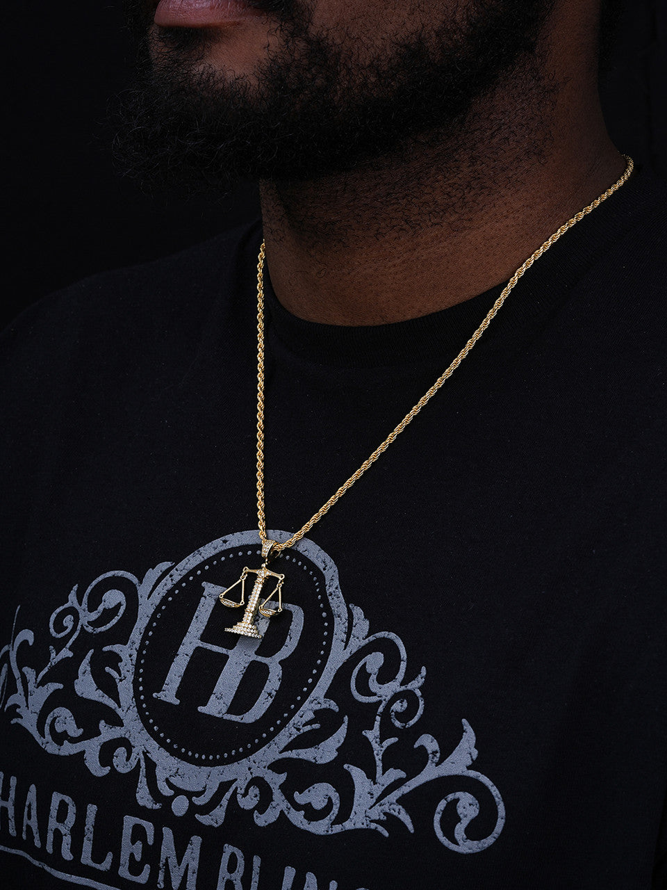 MOISSANITE Libra Balance Scale Pendant - 14k Gold Vermeil Or 925 Silver - Small 1.5"