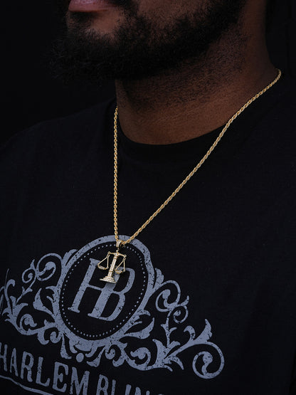 MOISSANITE Libra Balance Scale Pendant - 14k Gold Vermeil Or 925 Silver - Small 1.5"