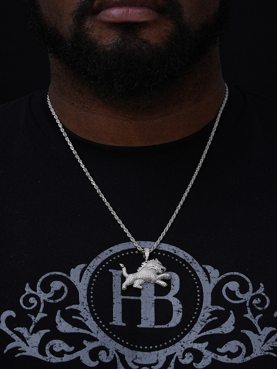 Rasta Lion Icy Pendant - 14k Gold Vermeil Or 925 Silver - CZ Stones - Small 1.5"