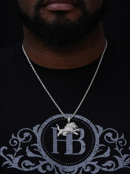 Rasta Lion Icy Pendant - 14k Gold Vermeil Or 925 Silver - CZ Stones - Small 1.5"