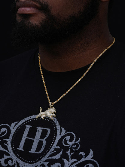 Rasta Lion Icy Pendant - 14k Gold Vermeil Or 925 Silver - CZ Stones - Small 1.5"