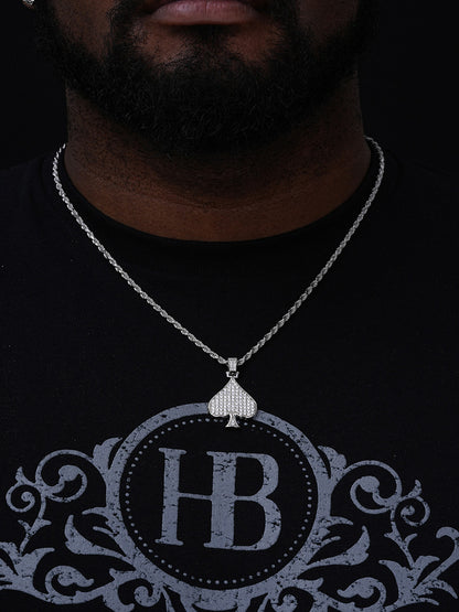 Car Deck Spades Iced Out Pendant - 14k Gold Vermeil Or 925 Silver - CZ Stones - Small 1.5"