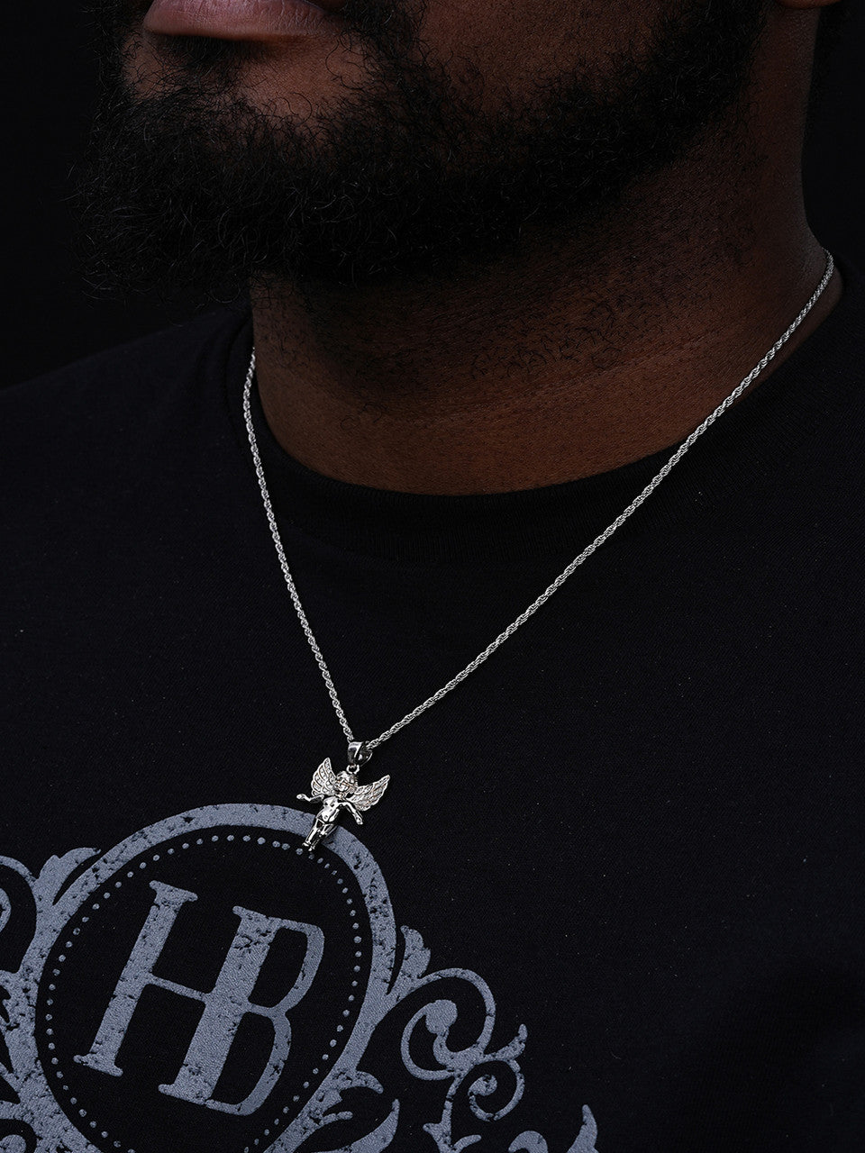 Micro Angel Pendant Iced CZ Solid 925 Silver Gold Plated Necklace