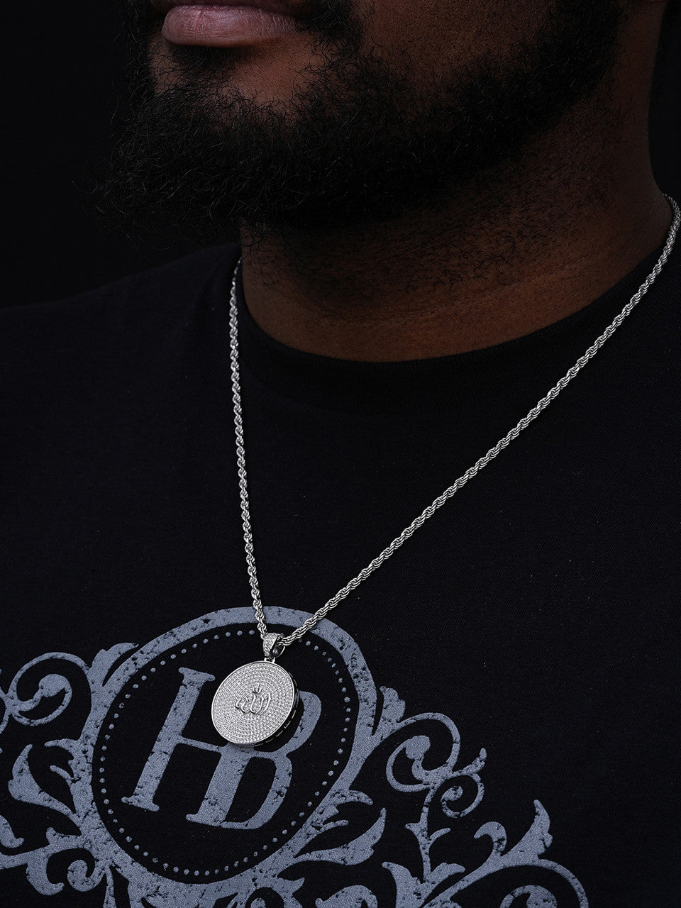 MOISSANITE Allah Medallion Islamic Pendant - 14k Gold Vermeil Or 925 Silver - Small 1.5"