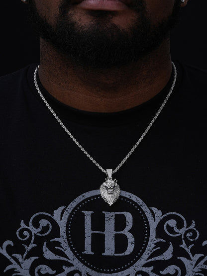 Mens Rasta Lion Crown Africa Pendant - 14k Gold Vermeil Or 925 Silver - CZ Stones - Small 1.5"