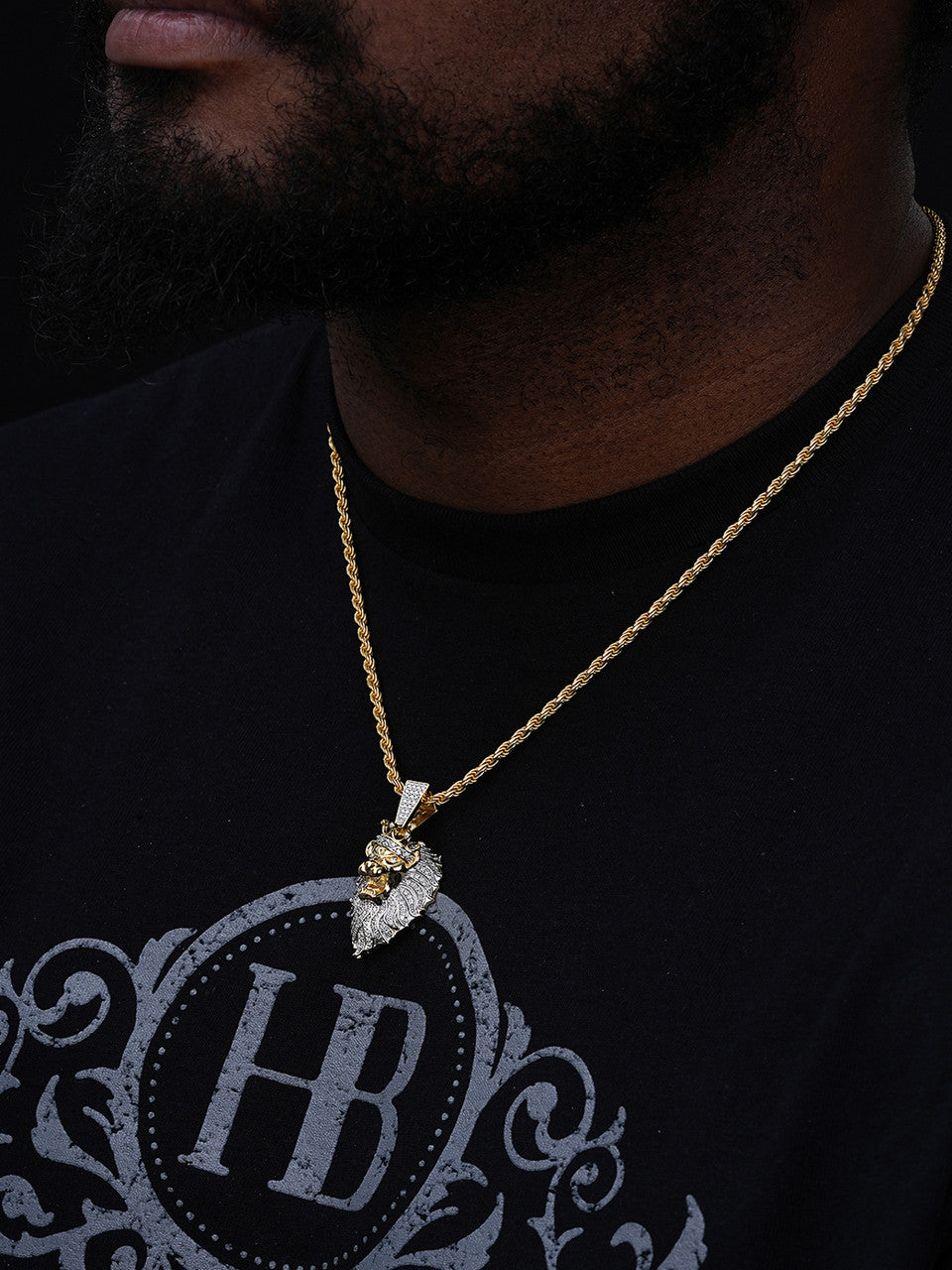 MOISSANITE Rasta Lion Crown Pendant - 14k Gold Vermeil Or 925 Silver - Small 1.5"