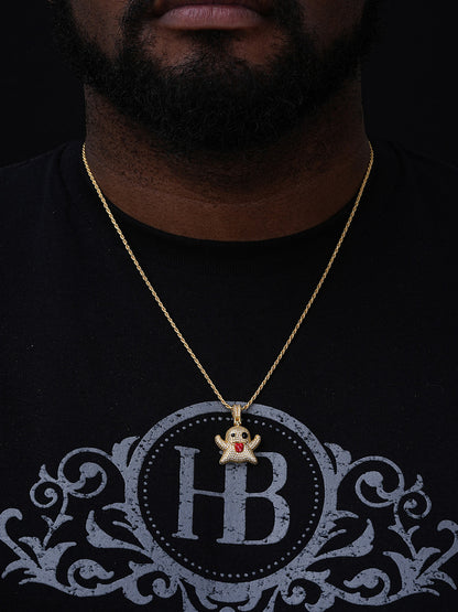 Laughing Ghost Piece Pendant - 14k Gold Vermeil Or 925 Silver - CZ Stones - Small 1"