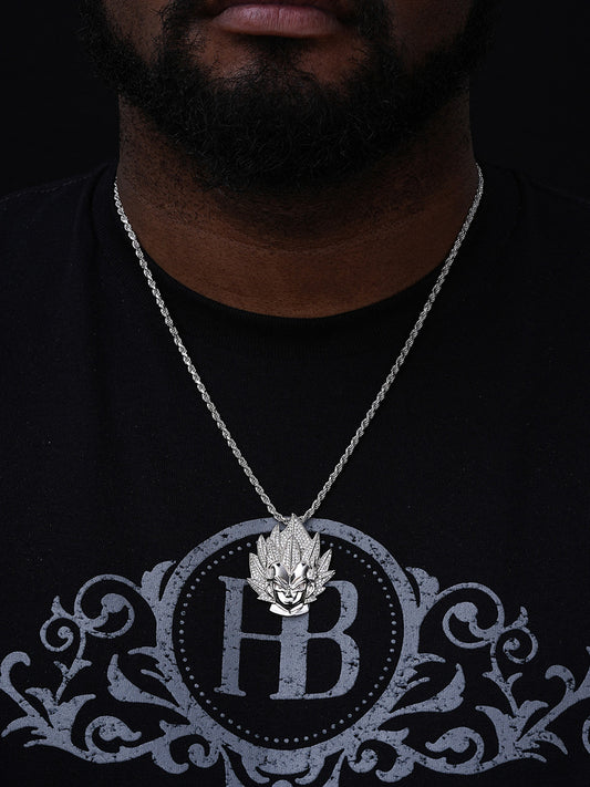 MOISSANITE Iced Out Goku Super Saiyan Dragon Ball Pendant - 14k Gold Vermeil Or 925 Silver - Medium 1.75"