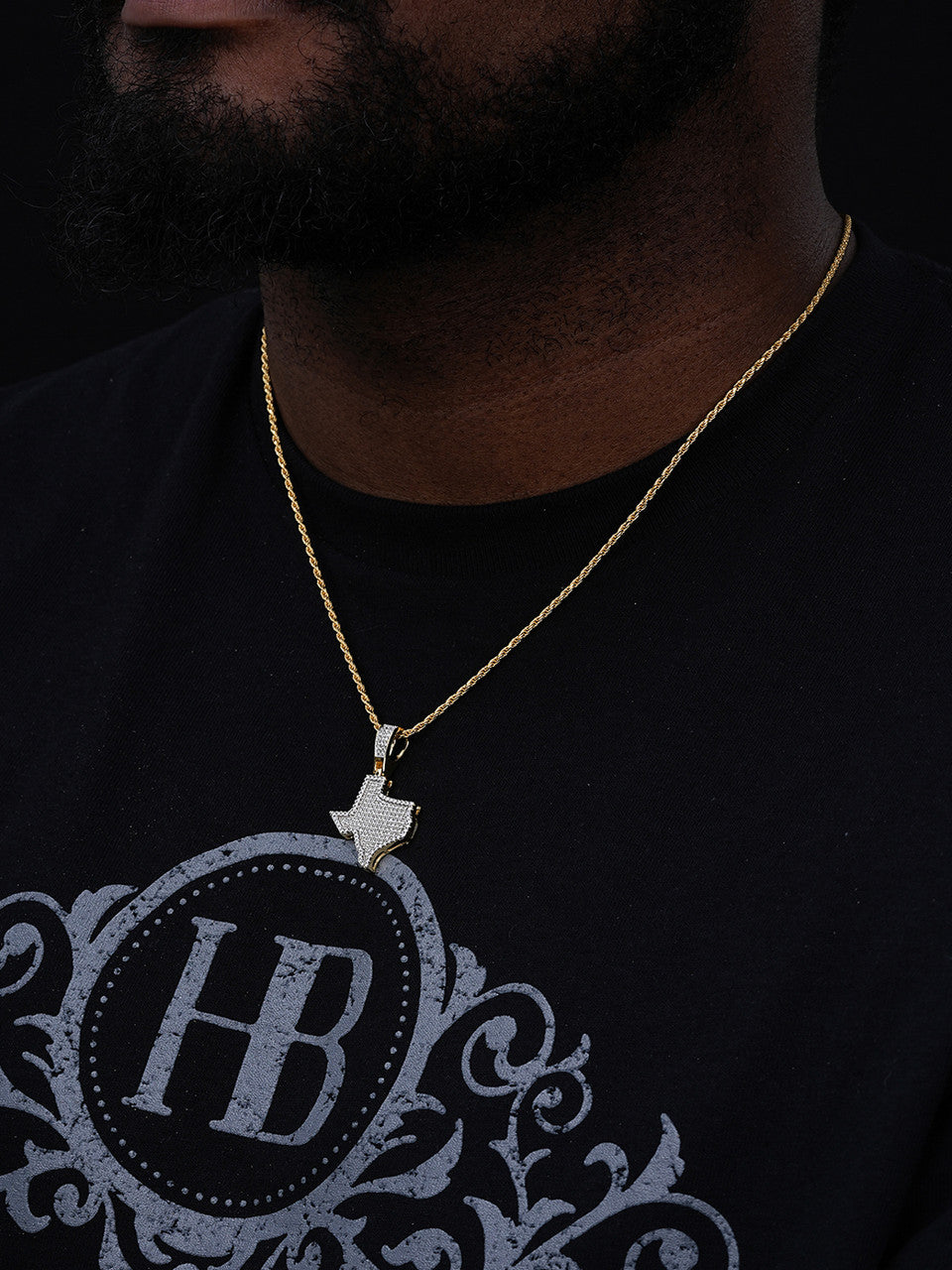 Texas State Shape Iced Out Pendant - 14k Gold Vermeil Or 925 Silver - CZ Stones - Small 1.5"