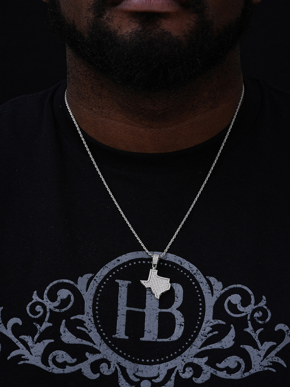 Texas State Shape Iced Out Pendant - 14k Gold Vermeil Or 925 Silver - CZ Stones - Small 1.5"