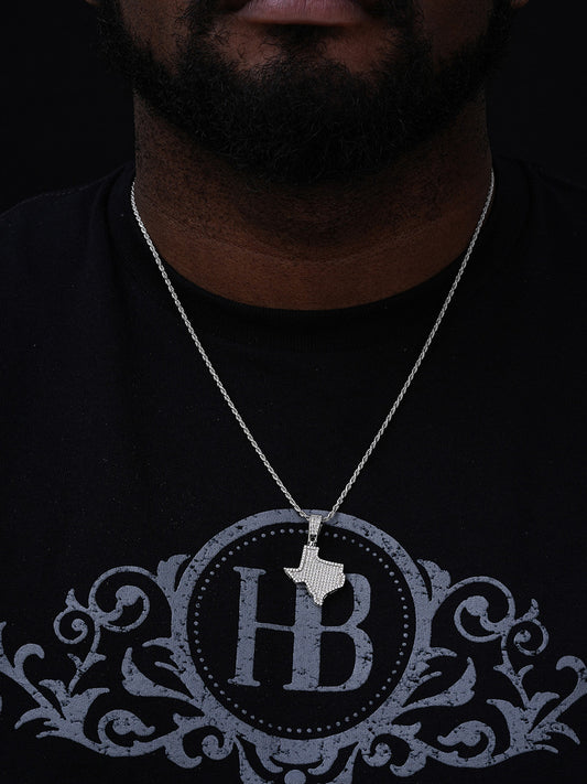 Texas State Shape Iced Out Pendant - 14k Gold Vermeil Or 925 Silver - CZ Stones - Small 1.5"