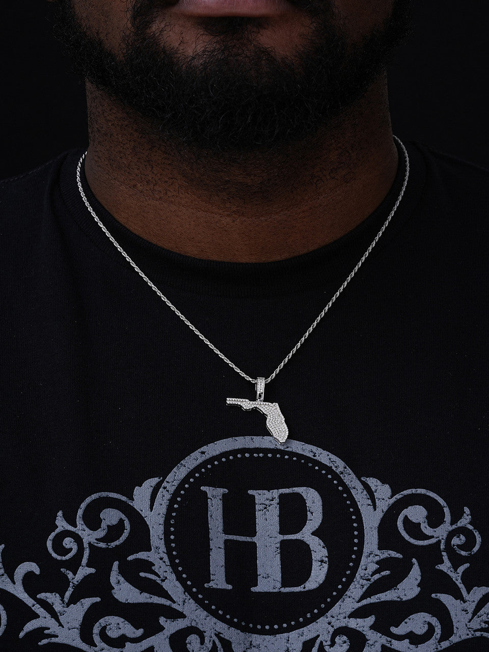 Florida State Shape Iced Out Pendant - 14k Gold Vermeil Or 925 Silver - CZ Stones - Small 1.5"