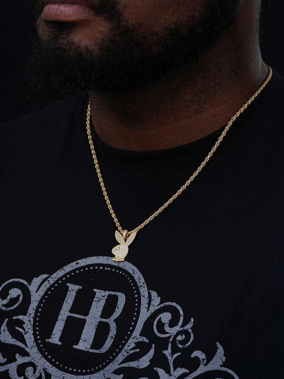Hip Hop Playboy Bunny Necklace, Real 925 Silver | Harlem Bling