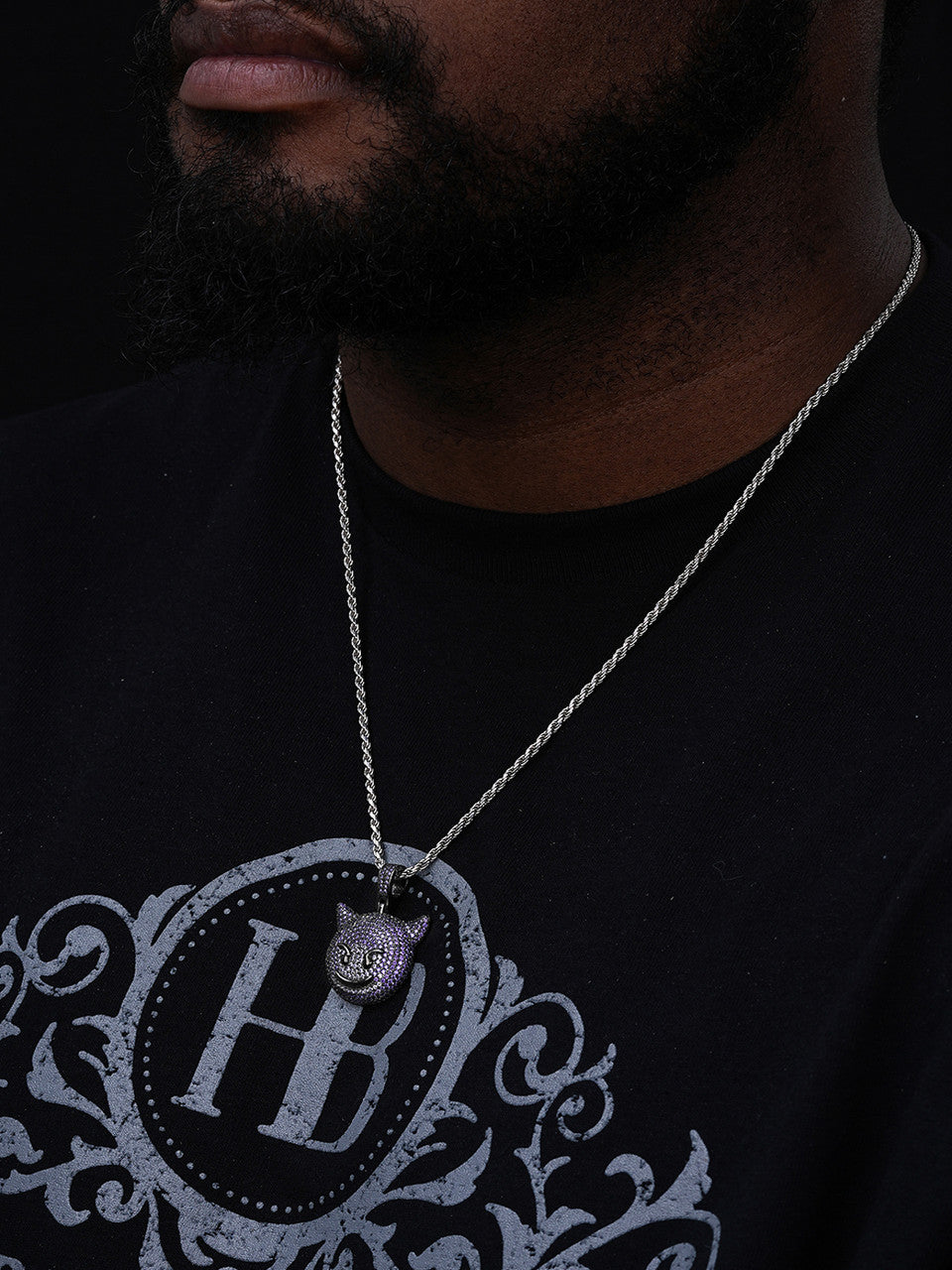 Smiling Devil Emoji Pendant Solid 925 Silver ICY Diamond Hip Hop