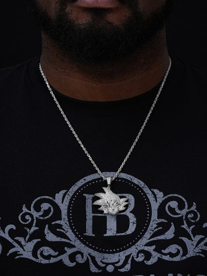 MOISSANITE Goku Saiyan Dragon Ball Z Iced Out Pendant - 14k Gold Vermeil Or 925 Silver - Small 1.5"