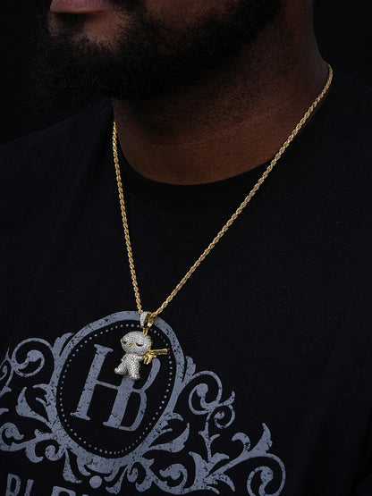 MOISSANITE Stewie Griffin Family Guy Pendant - 14k Gold Vermeil Or 925 Silver - Medium 2"