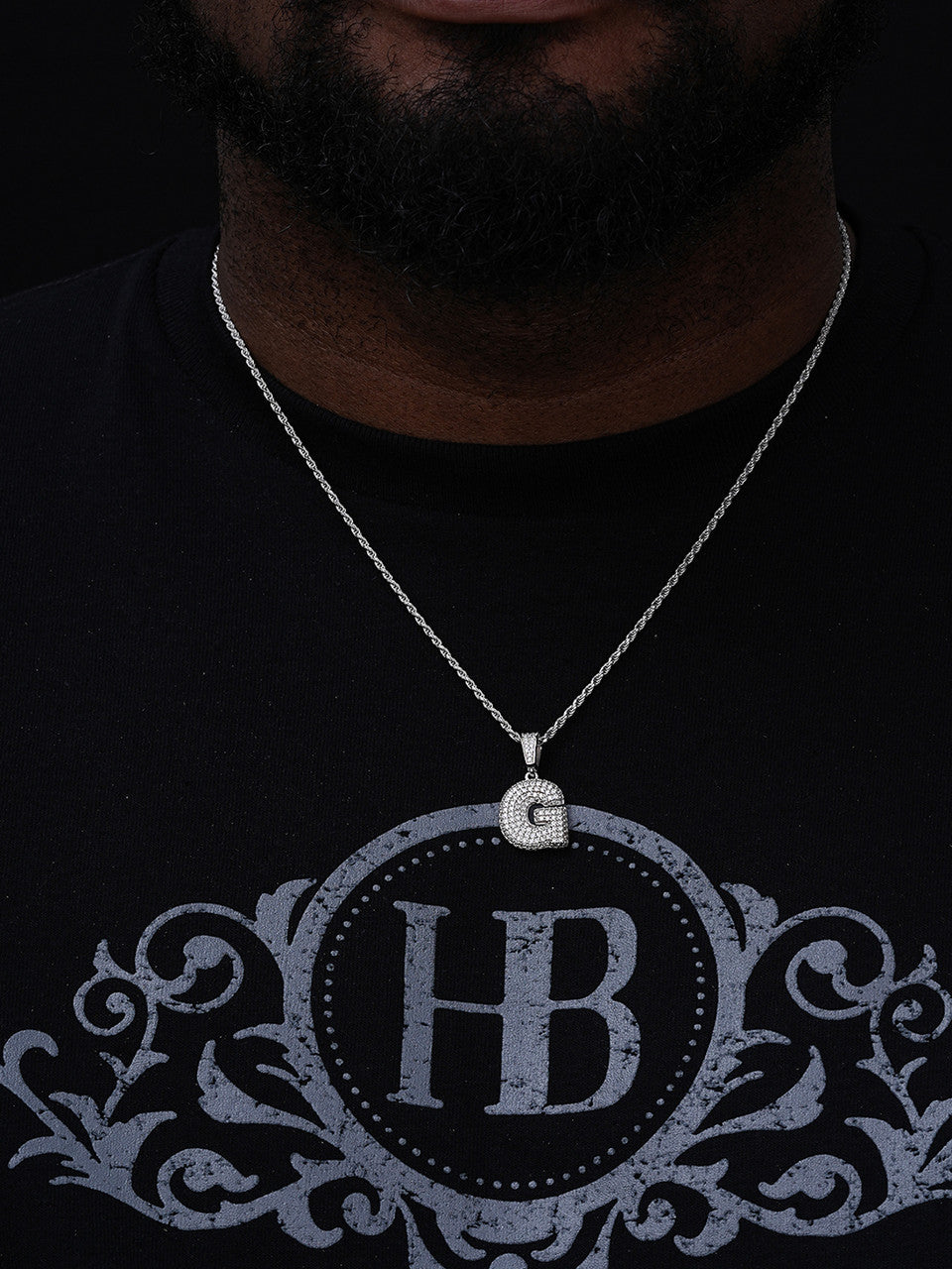 A - Z Initials Bubble Letter Iced Out Pendant - 14k Yellow/Rose Gold Vermeil or 925 Silver - CZ Stones - Small 1"