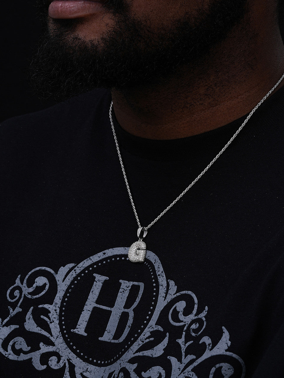 A - Z Initials Bubble Letter Iced Out Pendant - 14k Yellow/Rose Gold Vermeil or 925 Silver - CZ Stones - Small 1"