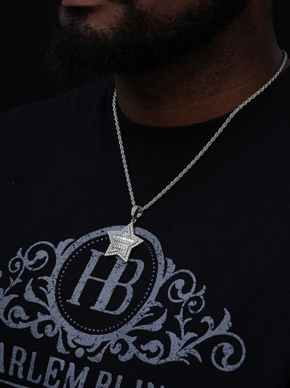 Mens Diamond SUPER Star Hip Hop Pendant - 14k Gold Vermeil Or 925 Silver - CZ Stones - Medium 2"