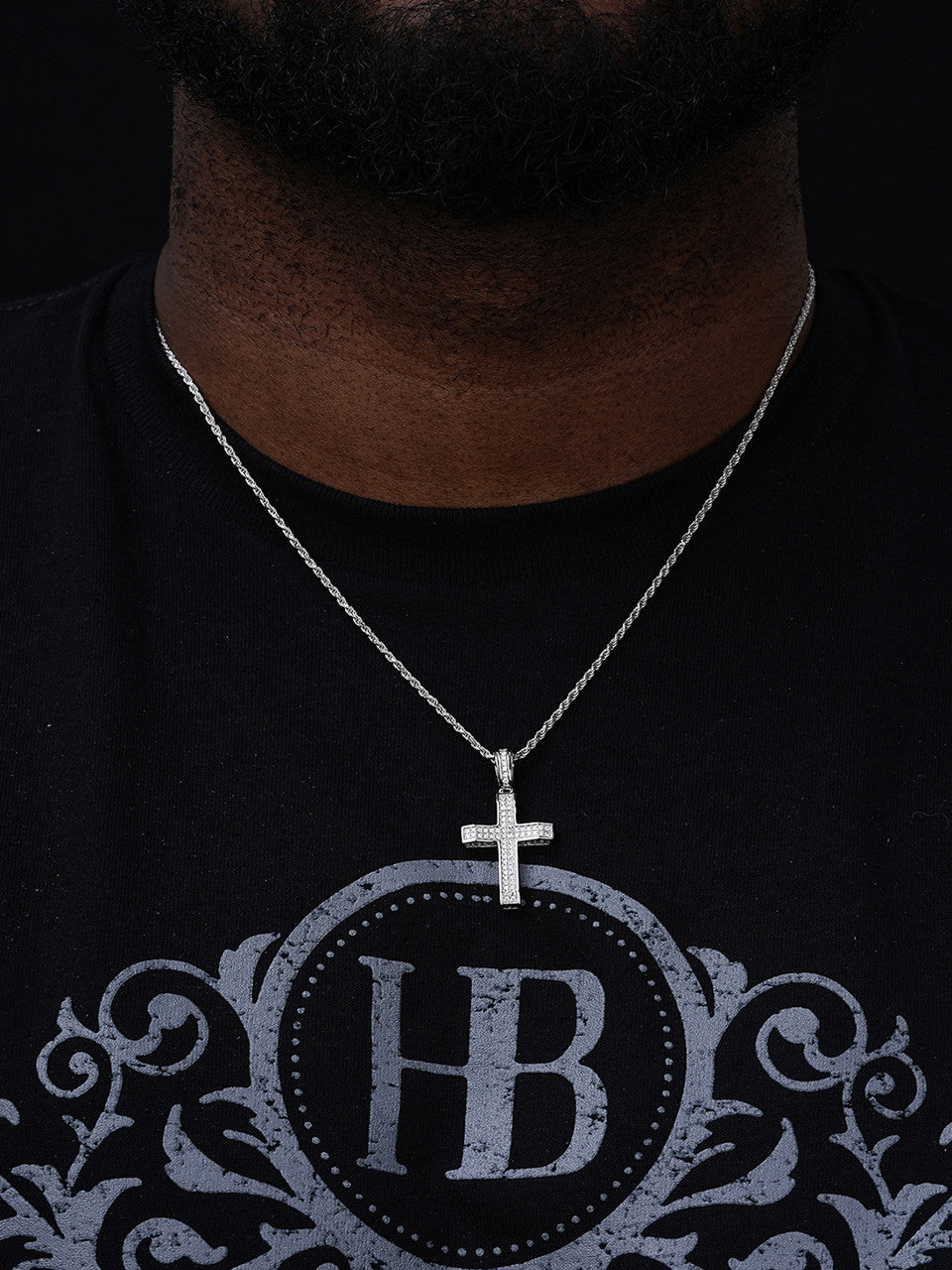 MOISSANITE Micropaved Iced Out Cross Pendant - 14k Yellow Gold Vermeil Or 925 Silver - Small 1.5"