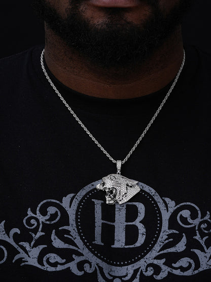 MOISSANITE Panther Iced Out Pendant - 14k Gold Vermeil Or 925 Silver - Medium 2"