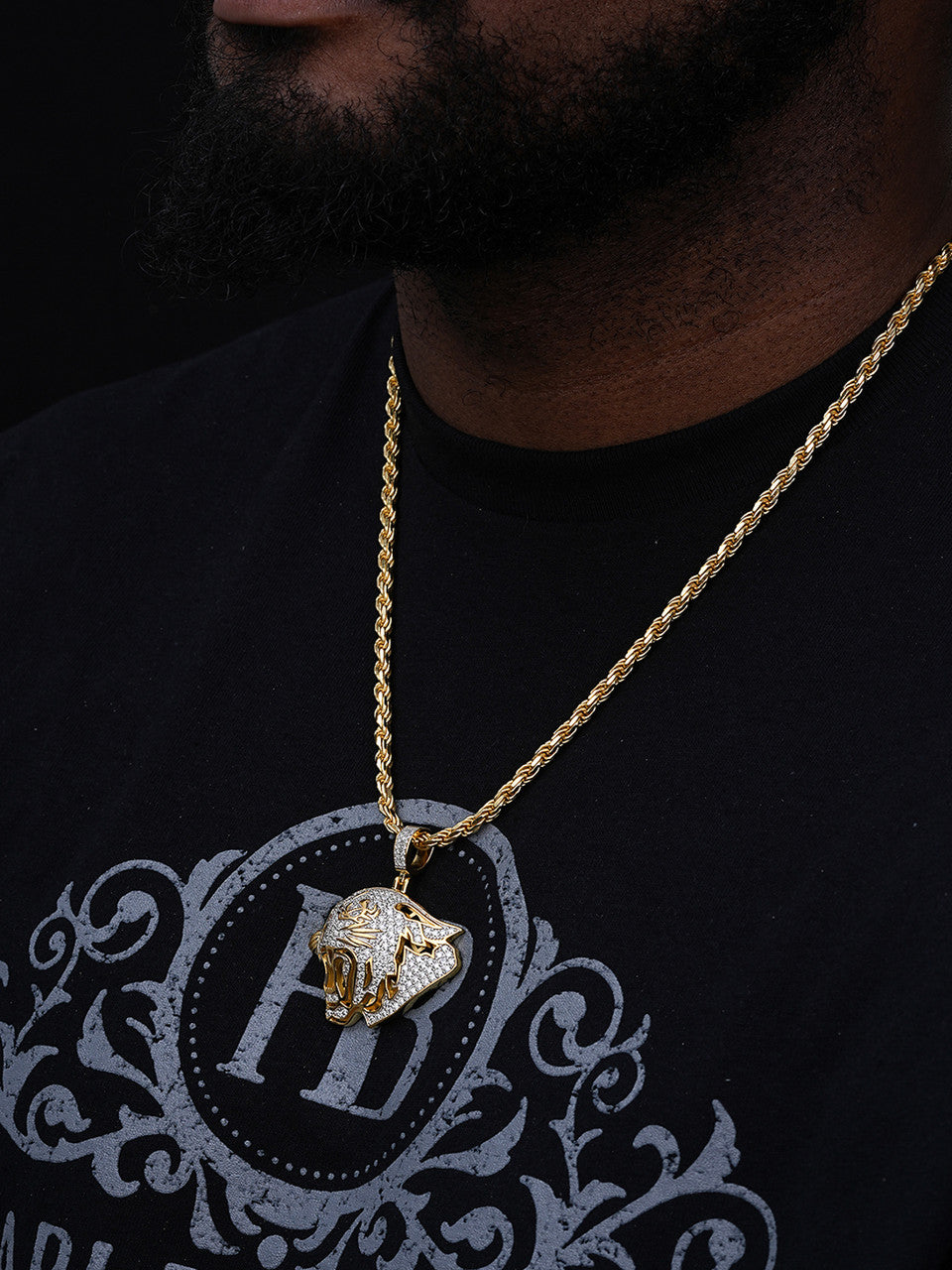 MOISSANITE Panther Iced Out Pendant - 14k Gold Vermeil Or 925 Silver - Medium 2"