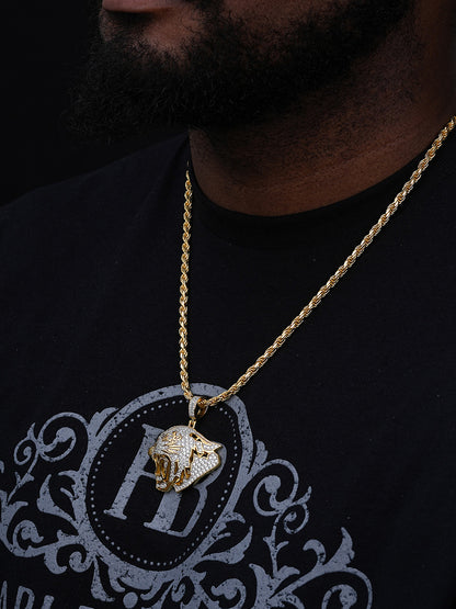 MOISSANITE Panther Iced Out Pendant - 14k Gold Vermeil Or 925 Silver - Medium 2"