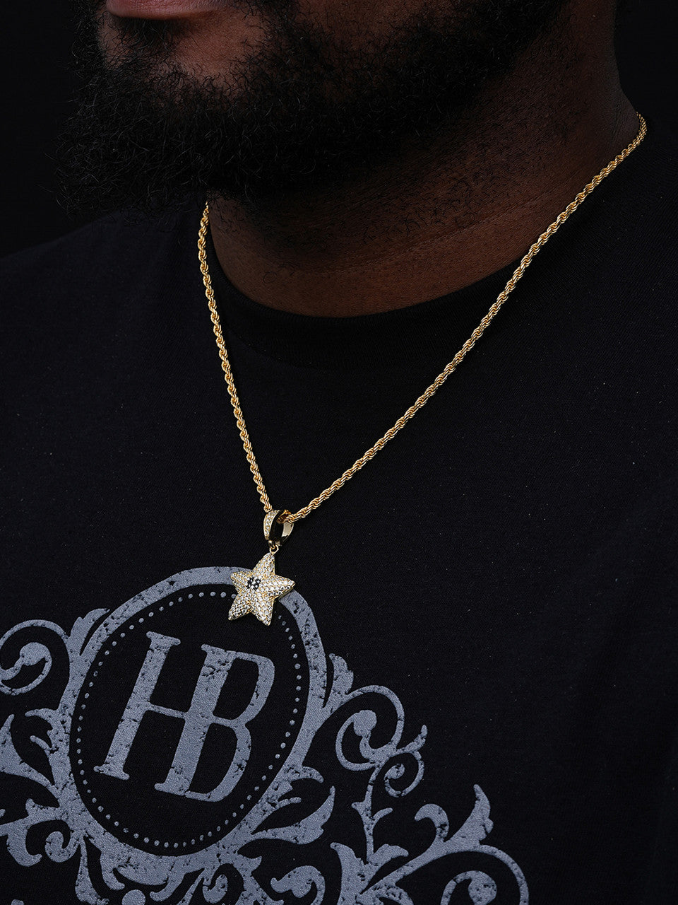 MOISSANITE Mario Super Star Iced Out Pendant - 14k Gold Vermeil Or 925 Silver - Small 1.5"