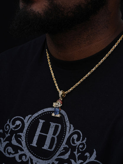 Super Mario Bros Iced Out Pendant - 14k Gold Vermeil Or 925 Silver - CZ Stones - Medium 2"