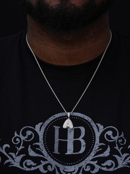 MOISSANITE A - Z Initials Bubble Letter Iced Out Pendant - 14k Yellow/Rose Gold Vermeil or 925 Silver - Small 1"