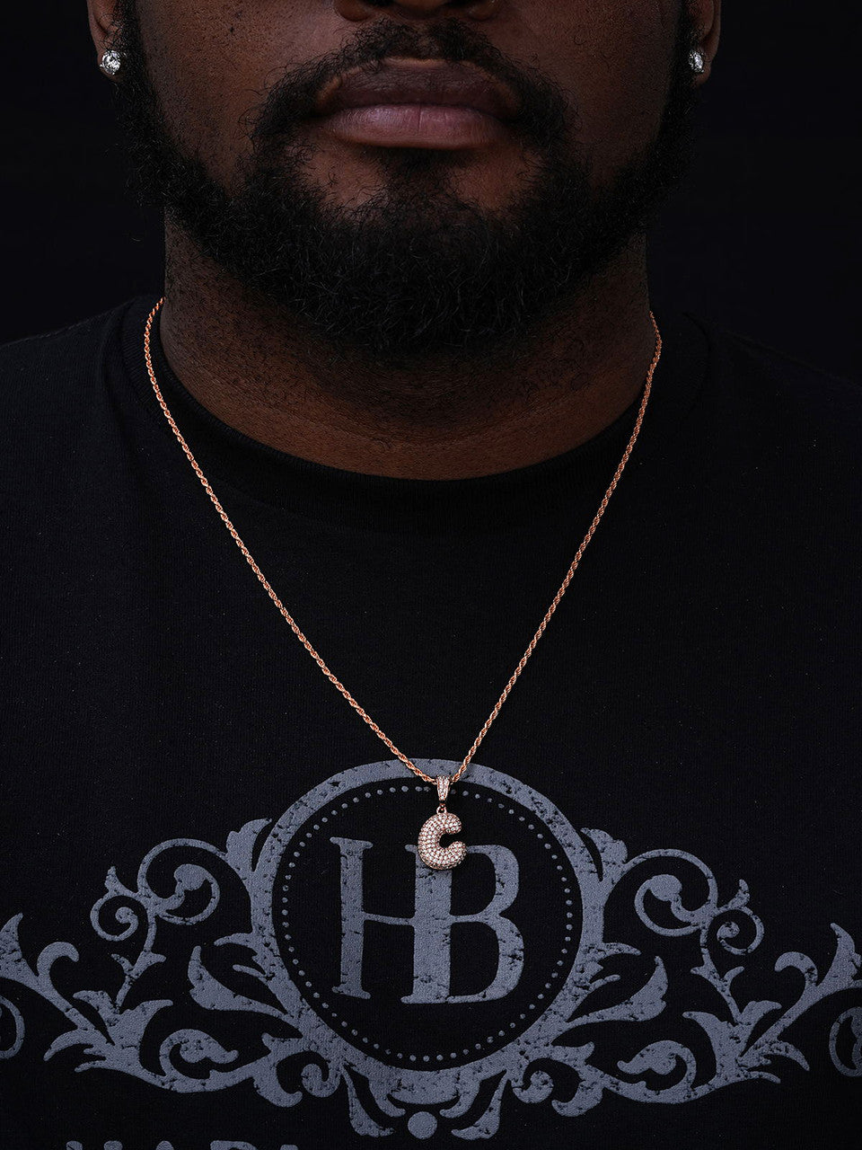 MOISSANITE A - Z Initials Bubble Letter Iced Out Pendant - 14k Yellow/Rose Gold Vermeil or 925 Silver - Small 1"