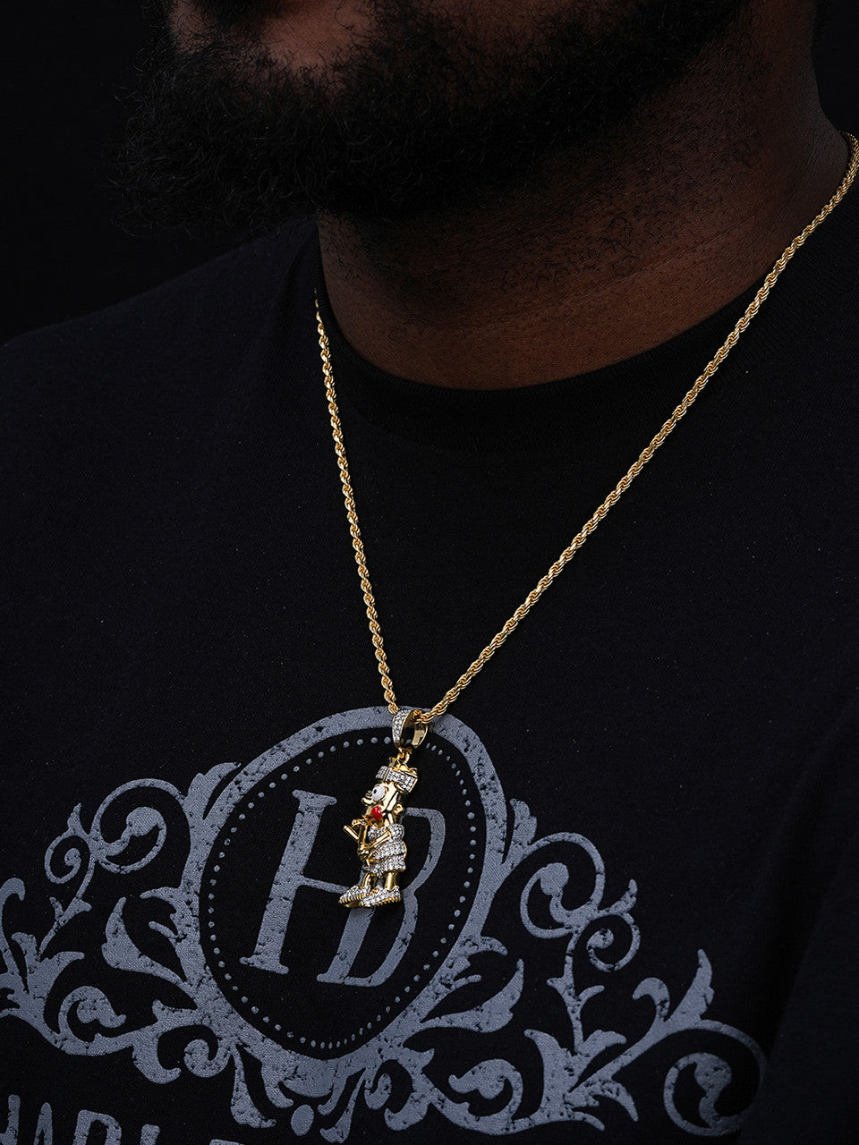 MOISSANITE Iced Bart Simpson Pendant - 14k Gold Vermeil Or 925 Silver - Medium 2.25"